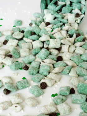 Bailey's Puppy Chow with silver tin in background