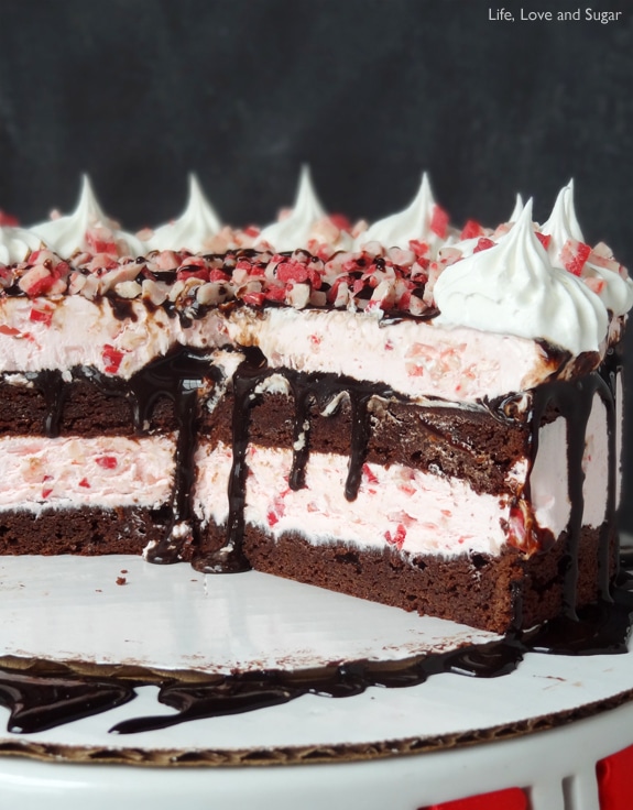 Peppermint Brownie Ice Cream Cake - Life Love and Sugar