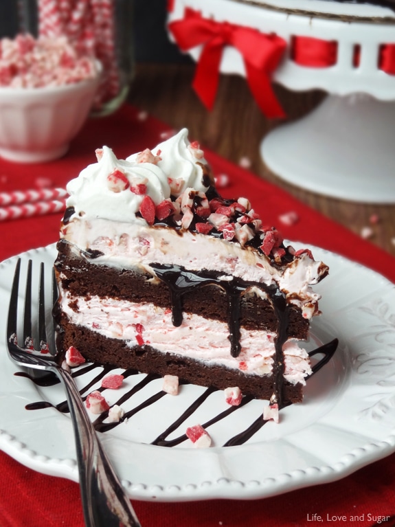 Peppermint Brownie Ice Cream Cake - Life Love and Sugar