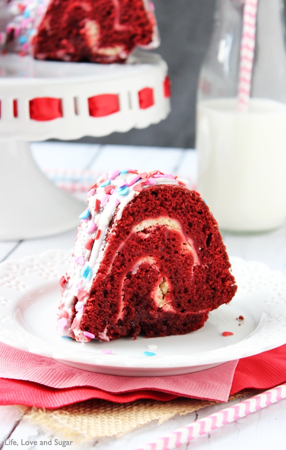 Red Velvet Marble Bundt Cake - Mom Loves Baking