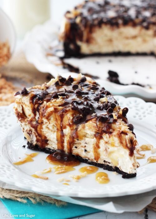 No Bake Samoa Cheesecake Recipe | Caramel Coconut Cheesecake