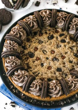 Overhead view of an Oreo cookie cake