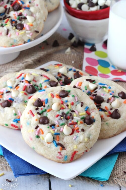 Funfetti Cake Batter Chocolate Chip Cookies | Easy Cake Mix Cookies