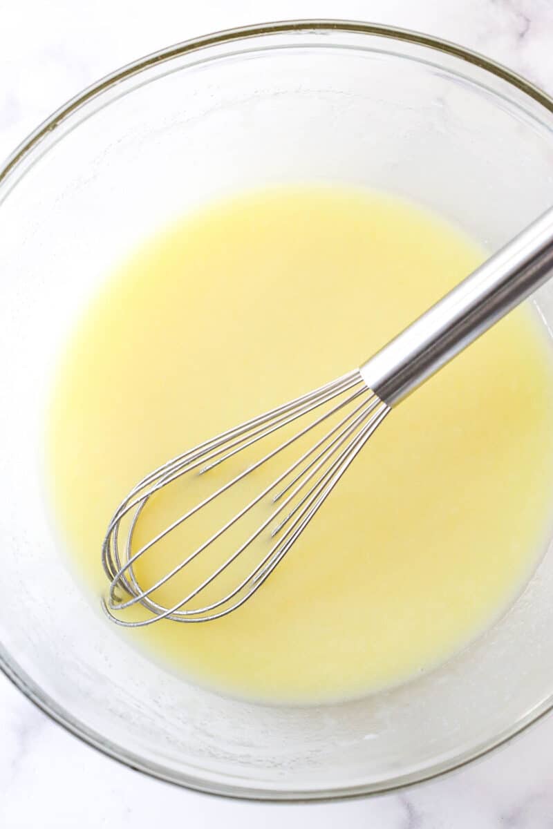 Whisked butter and oil in a bowl