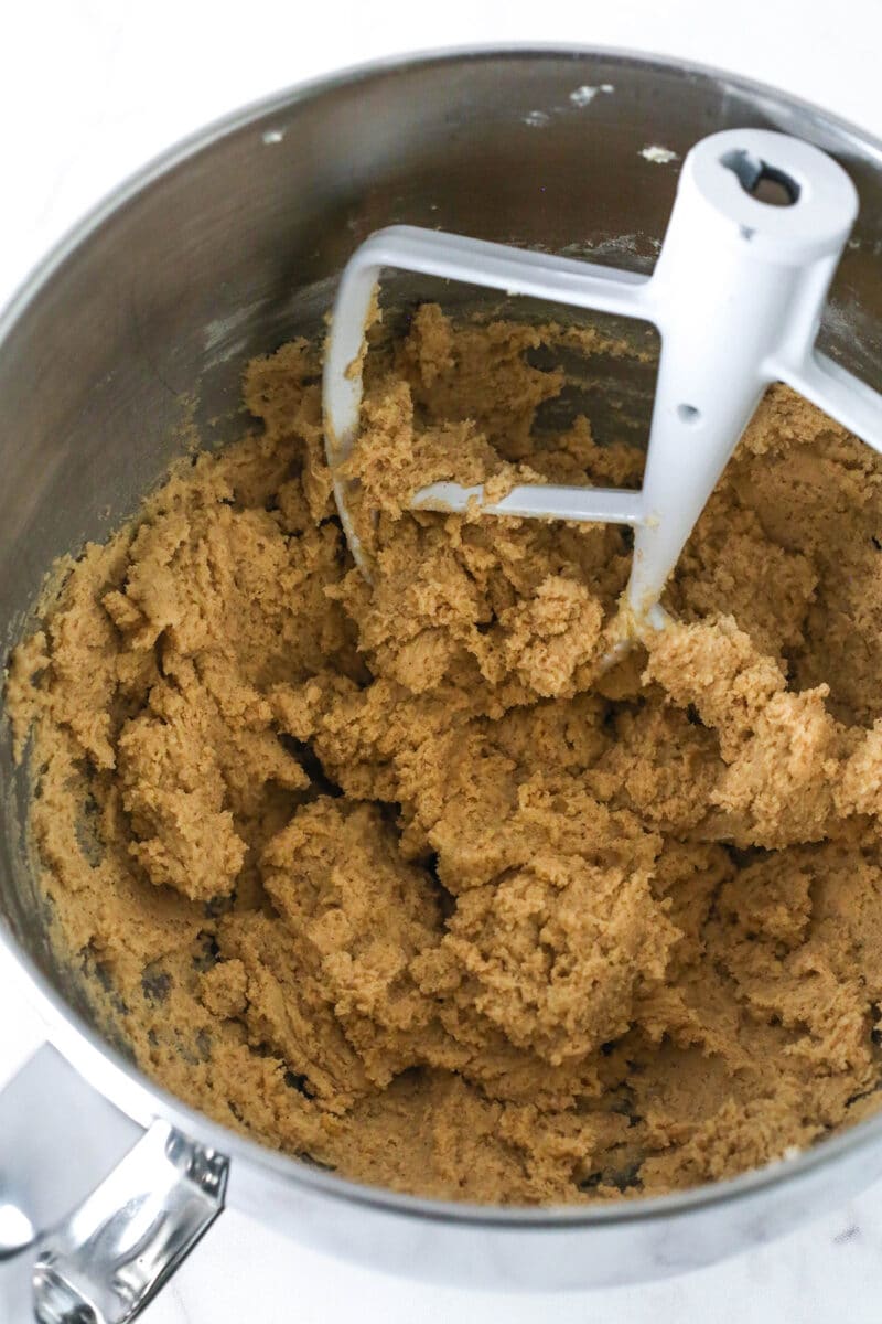 Mixing the wet and dry dough ingredients