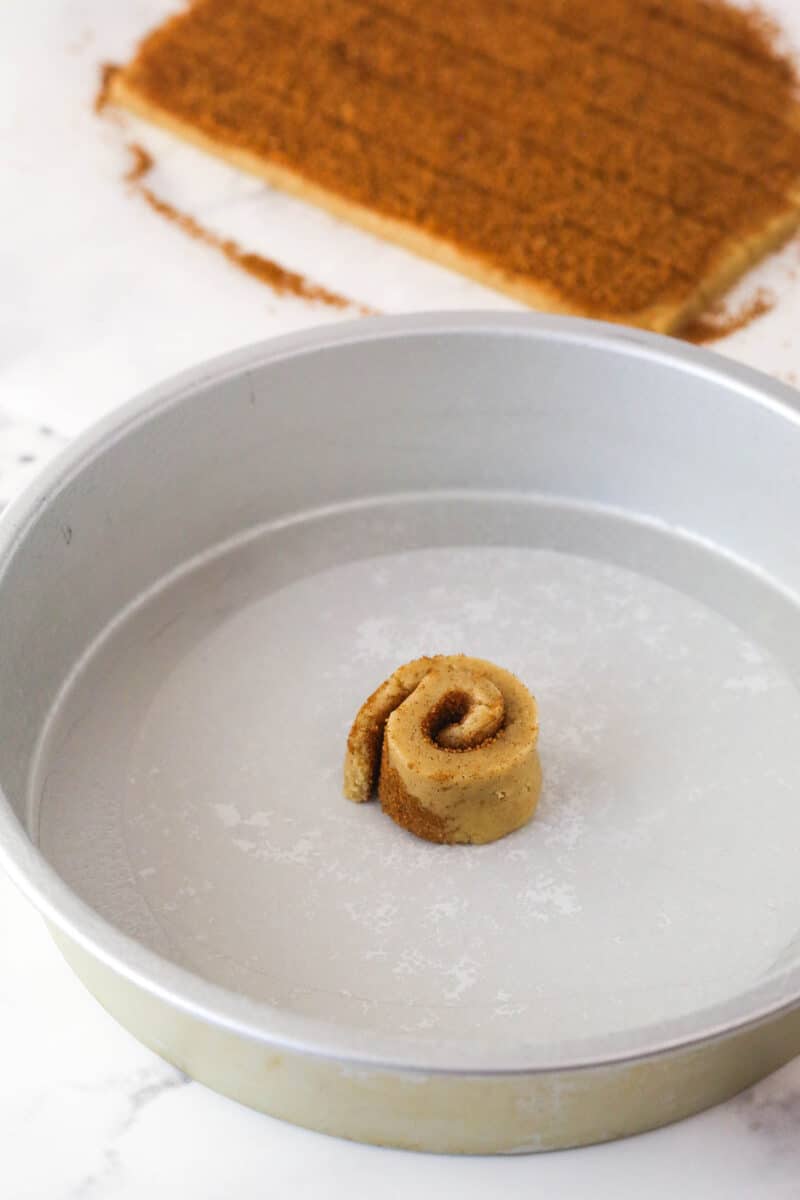 A strip of cookie dough rolled into a spiral