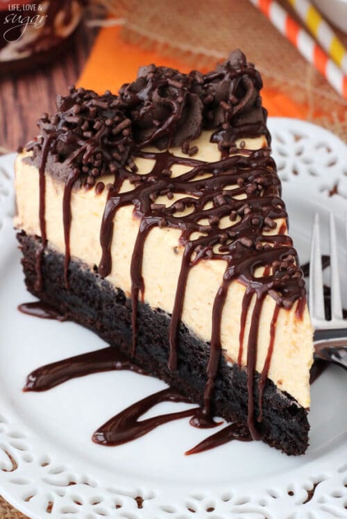 Pumpkin Chocolate Brownie Cheesecake | The Best Pumpkin Cheesecake