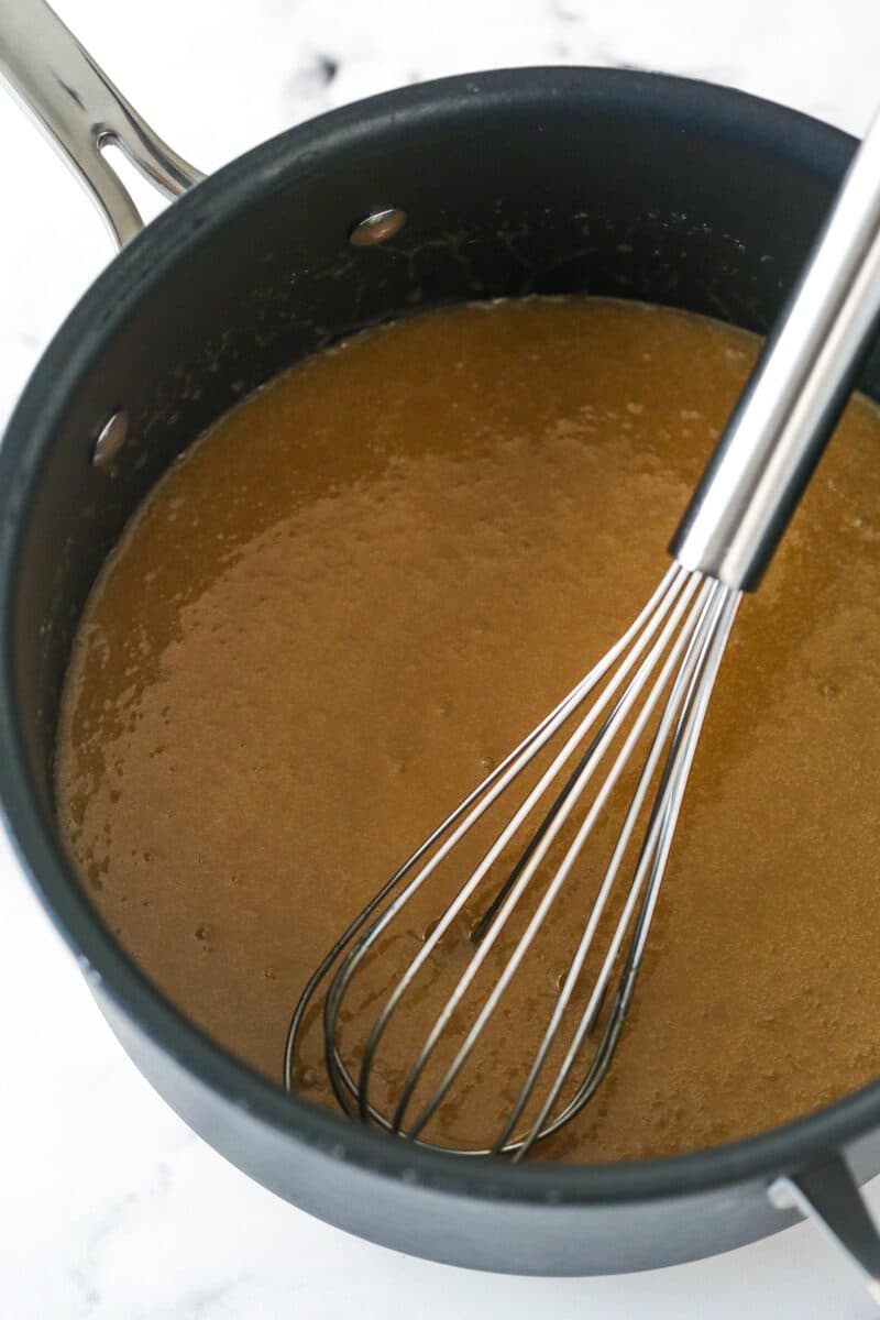 Whisking homemade caramel