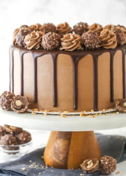 Nutella chocolate cake on a cake stand