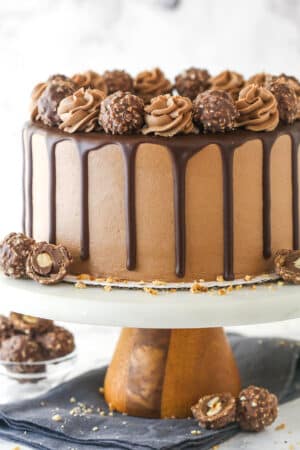 Nutella chocolate cake on a cake stand