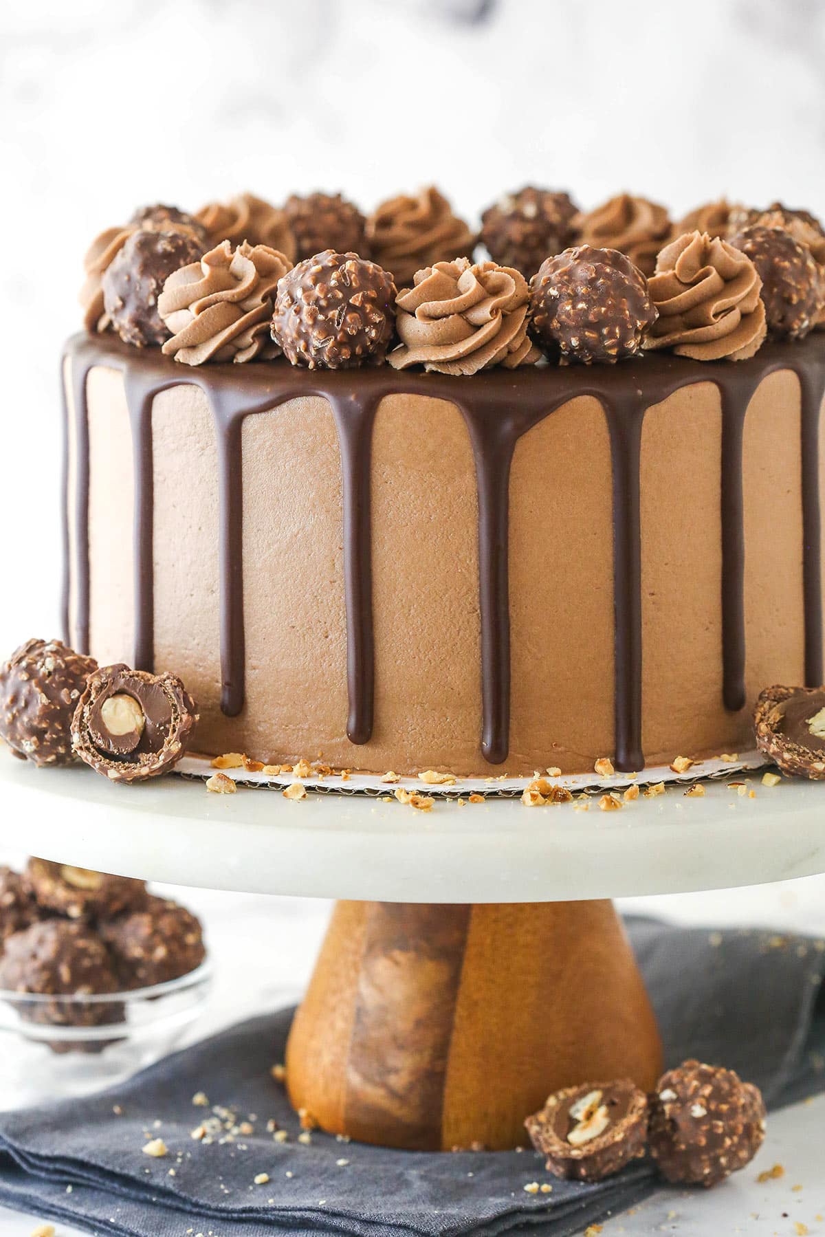 Nutella chocolate cake on a cake stand