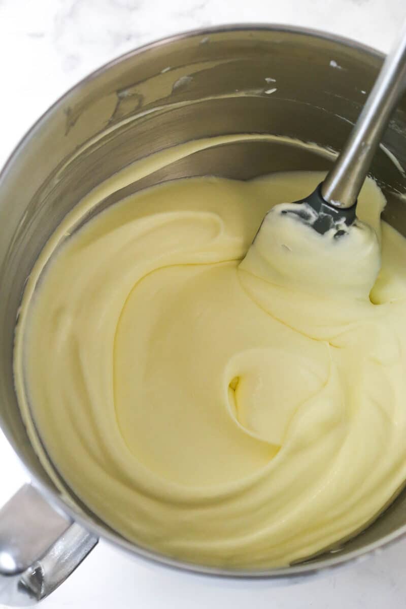 Whipped cream folding into the egg mixture