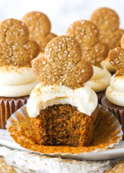 Gingerbread cupcakes with a bite missing