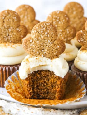 Gingerbread cupcakes with a bite missing