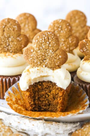 Gingerbread cupcakes with a bite missing