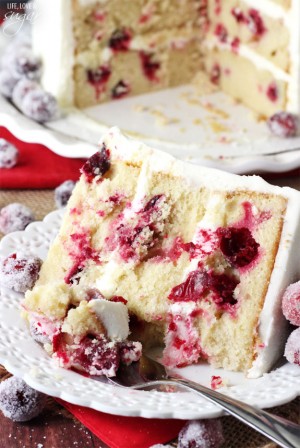 Sparkling Cranberry White Chocolate Cake Recipe for Christmas