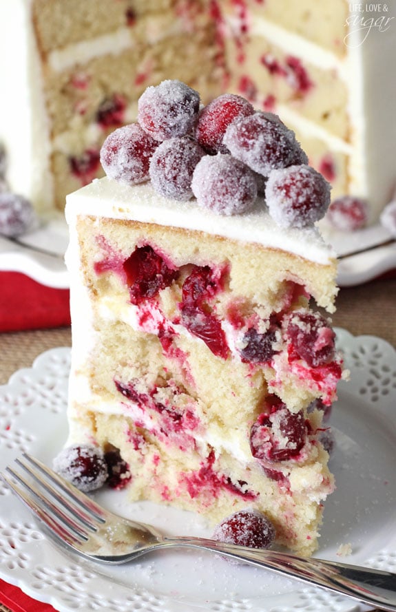Sparkling Cranberry White Chocolate Cake - Life Love and Sugar