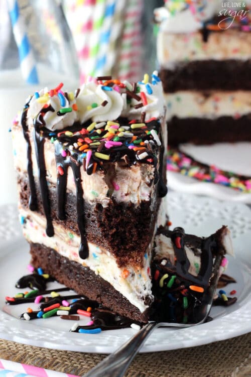 Cake Batter Fudge Brownie Ice Cream Cake | Life, Love & Sugar