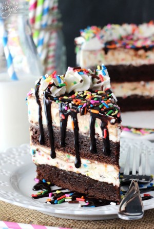 Cake Batter Fudge Brownie Ice Cream Cake | Life, Love & Sugar