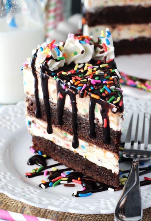 Cake Batter Fudge Brownie Ice Cream Cake | Life, Love & Sugar