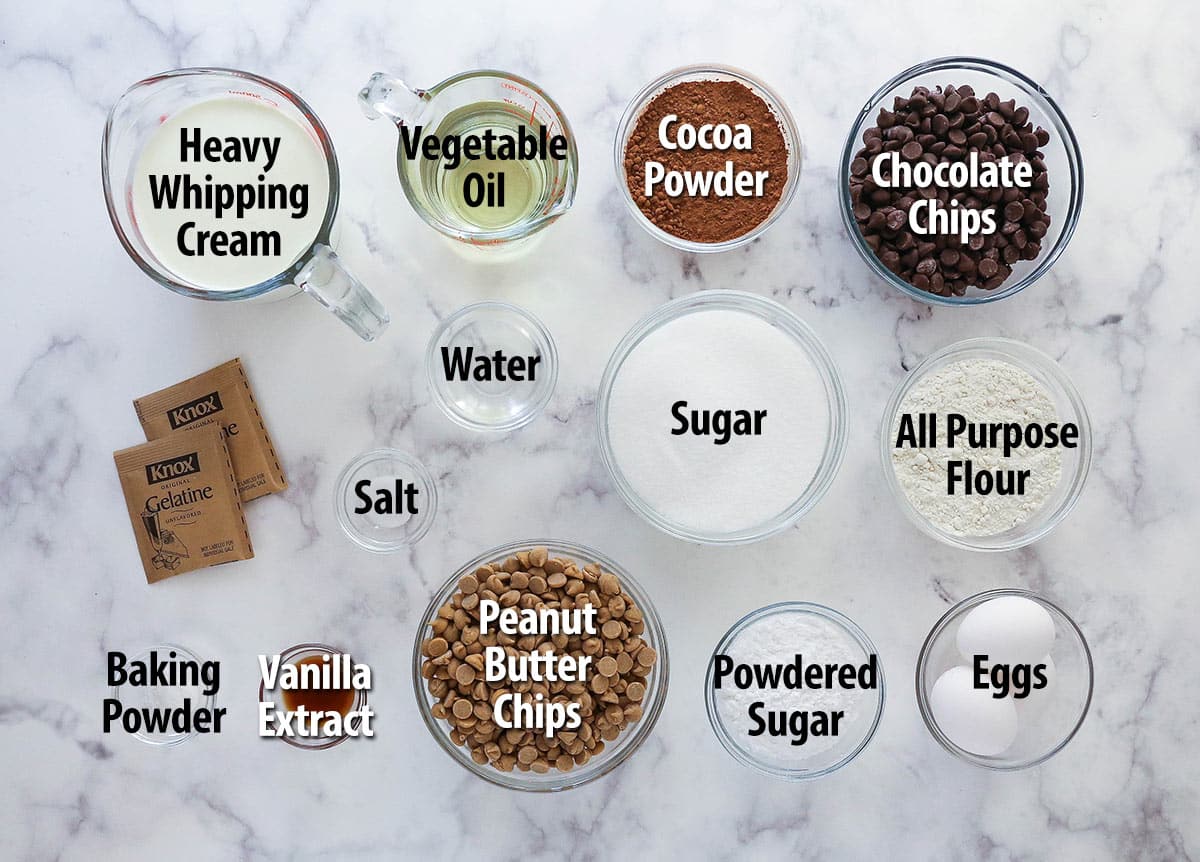 ingredients for peanut butter chocolate mousse cake