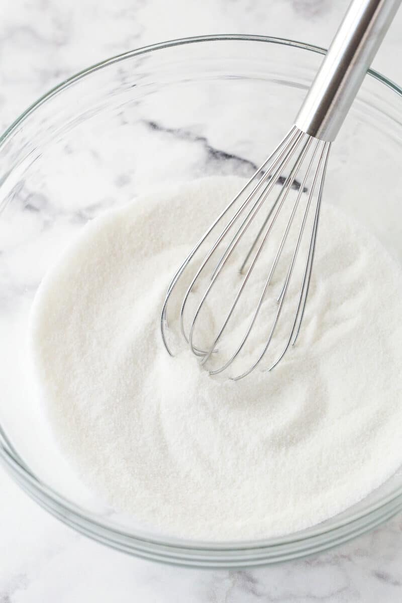 dry ingredients combined in glass bowl