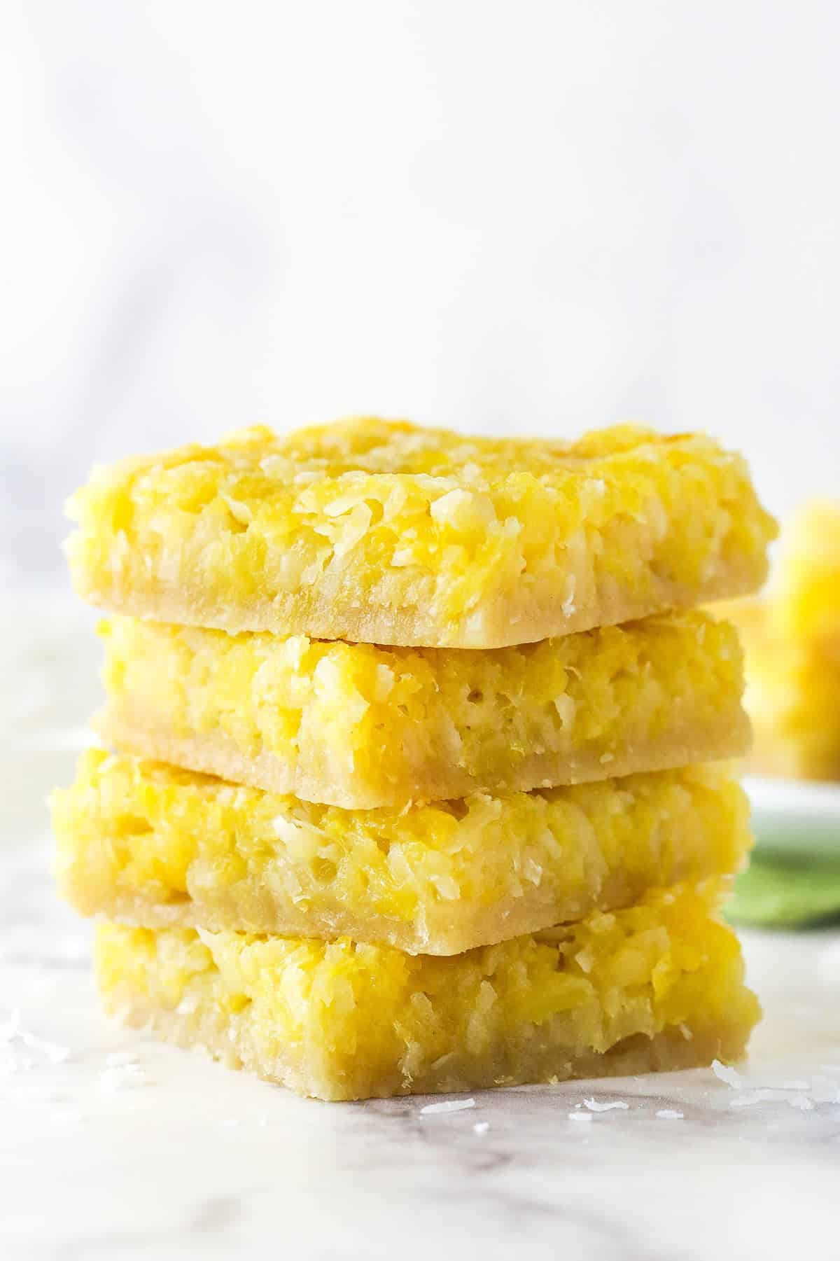 stack of four pineapple coconut bars