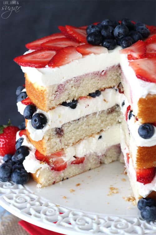 Fresh Berry Vanilla Layered Cake | Delicious 4th of July Dessert Idea