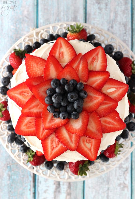 Fresh Berry Vanilla Layered Cake Delicious 4th Of July Dessert Idea