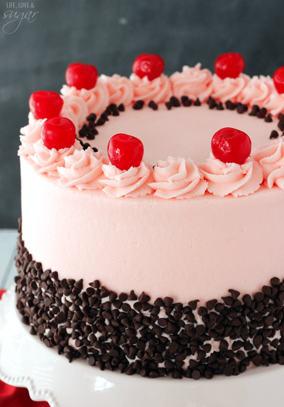 Cherry Chip Cake with Whipped Vanilla Buttercream - Completely Delicious