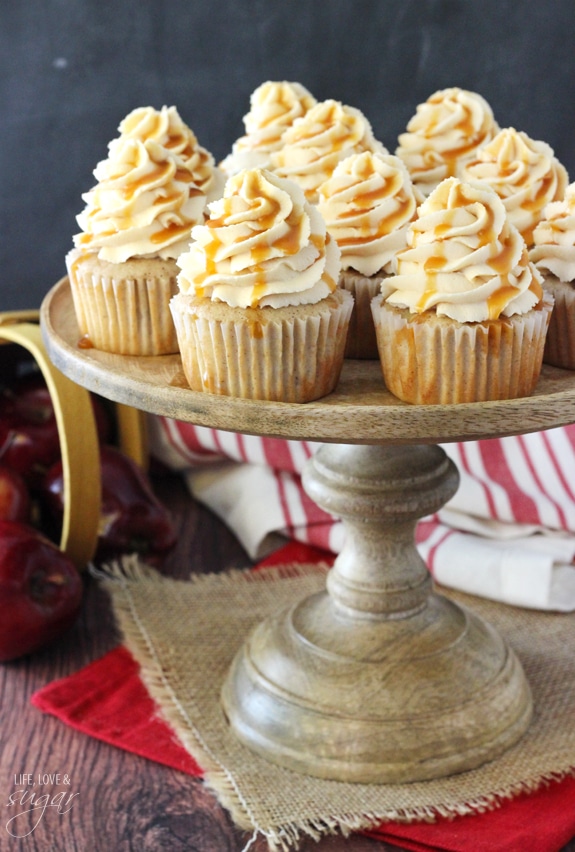 Caramel Apple Cupcakes - spiced apple cupcakes topped with caramel buttercream! So good!