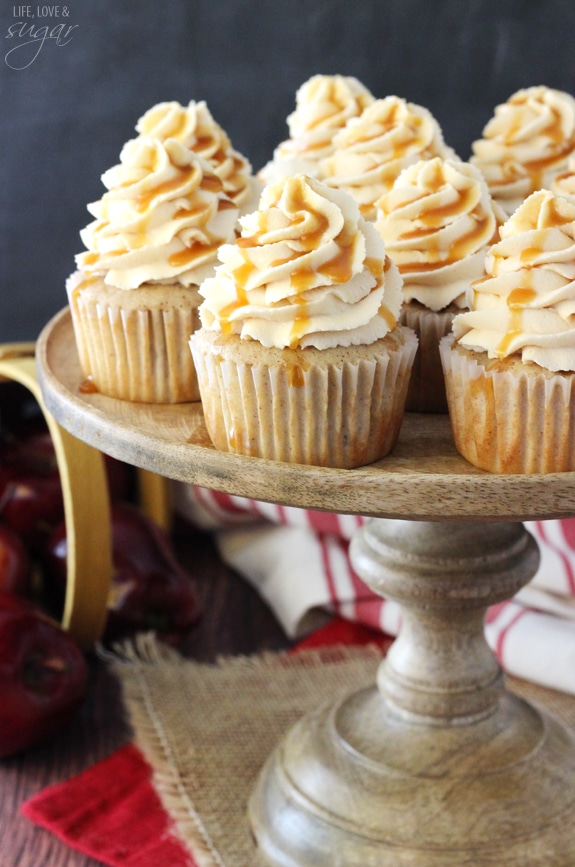 Caramel Apple Cupcakes - spiced apple cupcakes topped with caramel buttercream! So good!