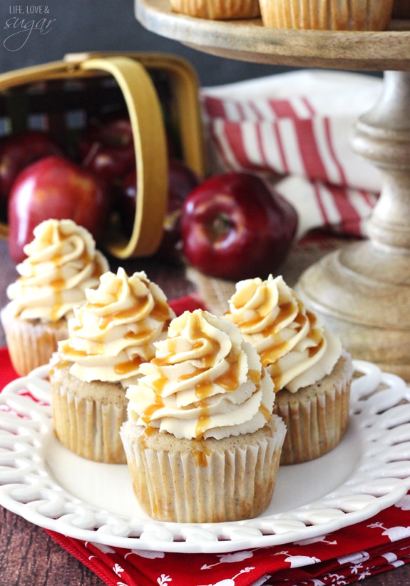 Caramel Apple Cupcakes - spiced apple cupcakes topped with caramel buttercream! So good!