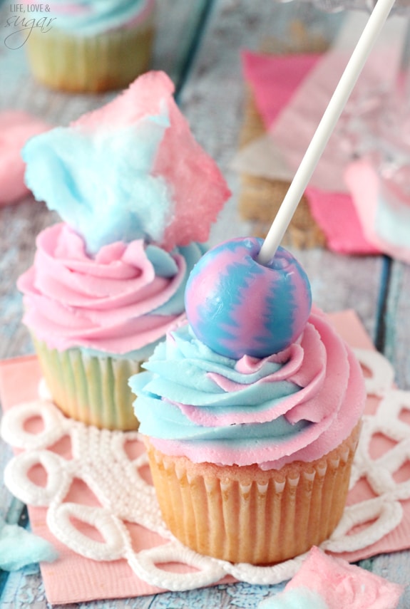 Cotton Candy Cupcakes - Life Love and Sugar