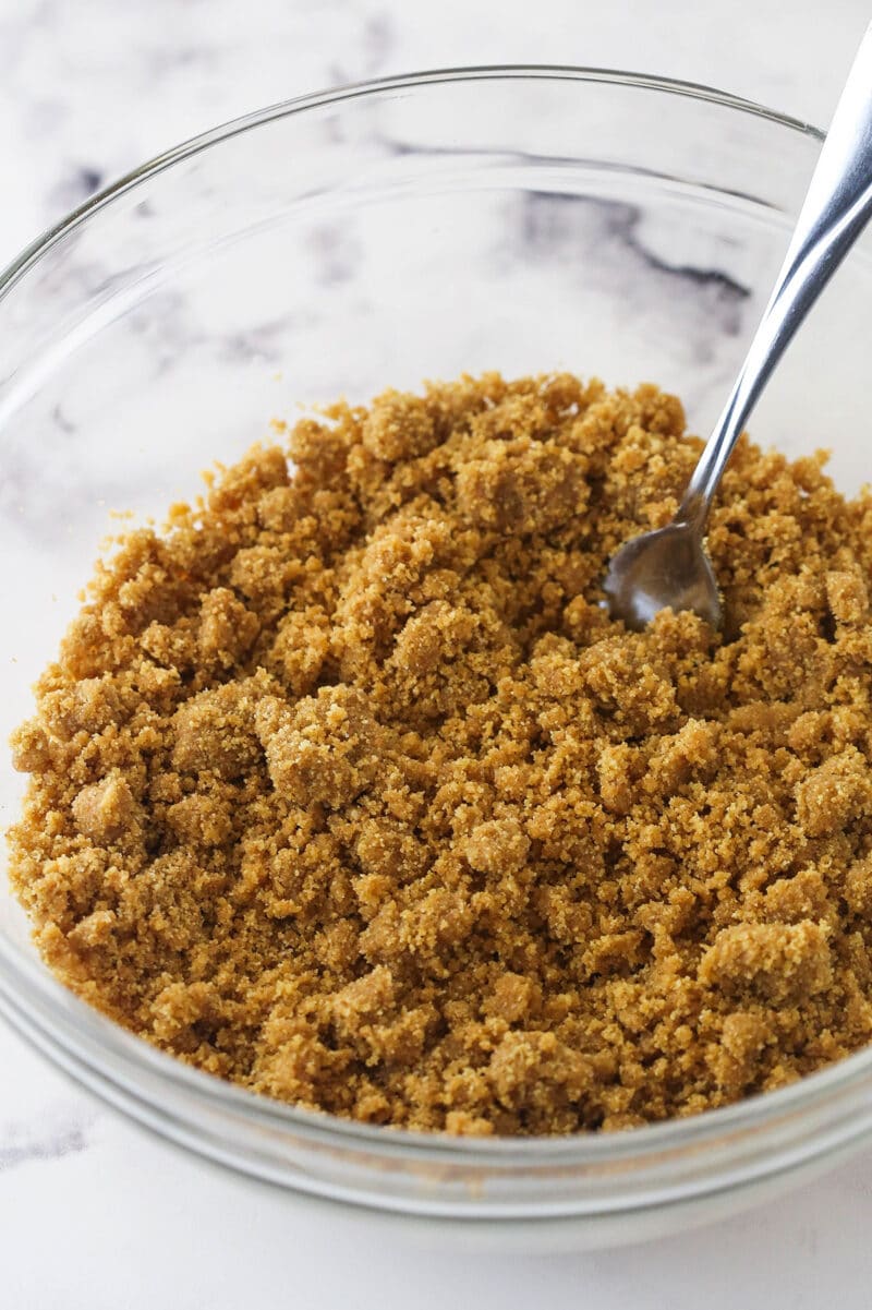 A bowl of graham cracker crumbs