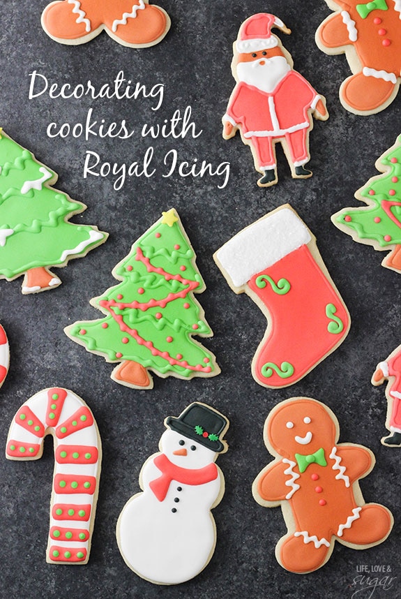 How to decorate cutout sugar cookies with royal icing! Includes recipes, detailed instructions and a video!