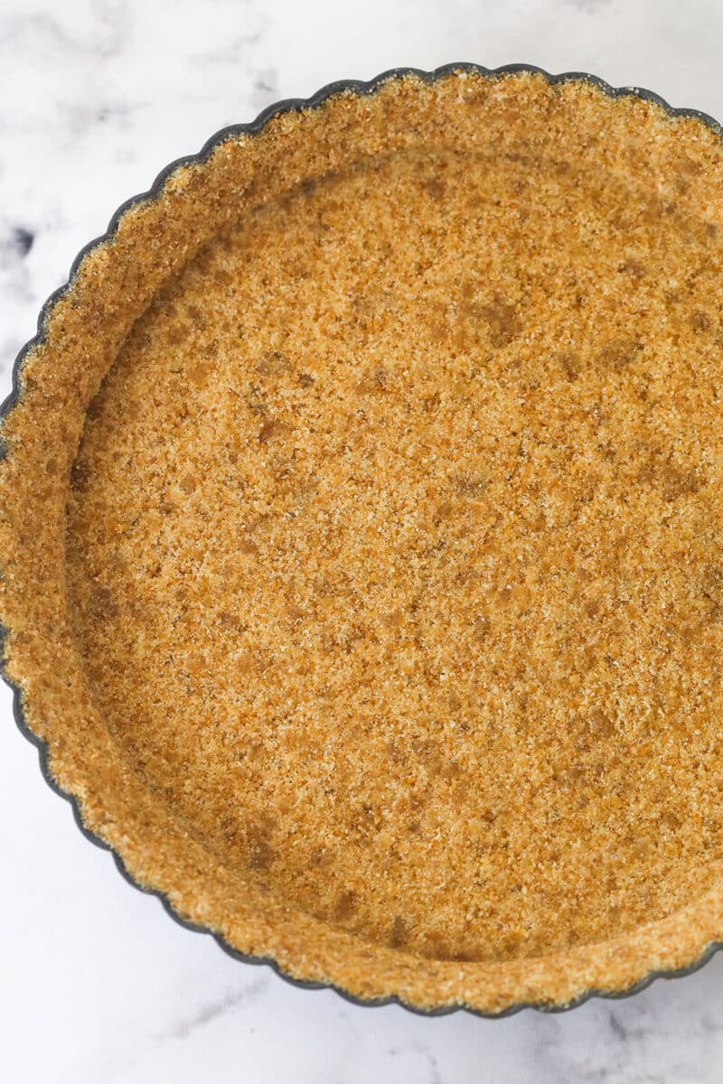 crust ingredients pressed into tart pan