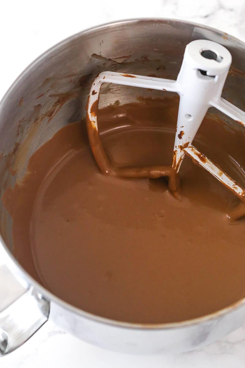 eggs added to batter in mixing bowl