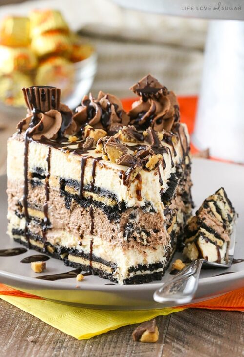 Reese's Peanut Butter Chocolate Icebox Cake - Life Love and Sugar