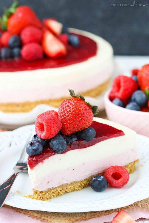 No Bake Berry Vanilla Cheesecake | Easy No Bake Cheesecake Recipe