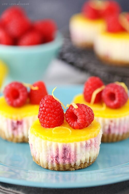 Mini Lemon Raspberry Cheesecakes | Easy Cheesecake Recipe
