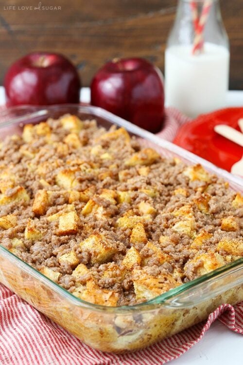 Overnight Cinnamon Apple Baked French Toast Casserole - Life Love And Sugar