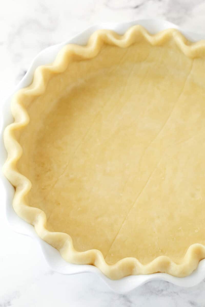 Unbaked pie crust in a pie pan