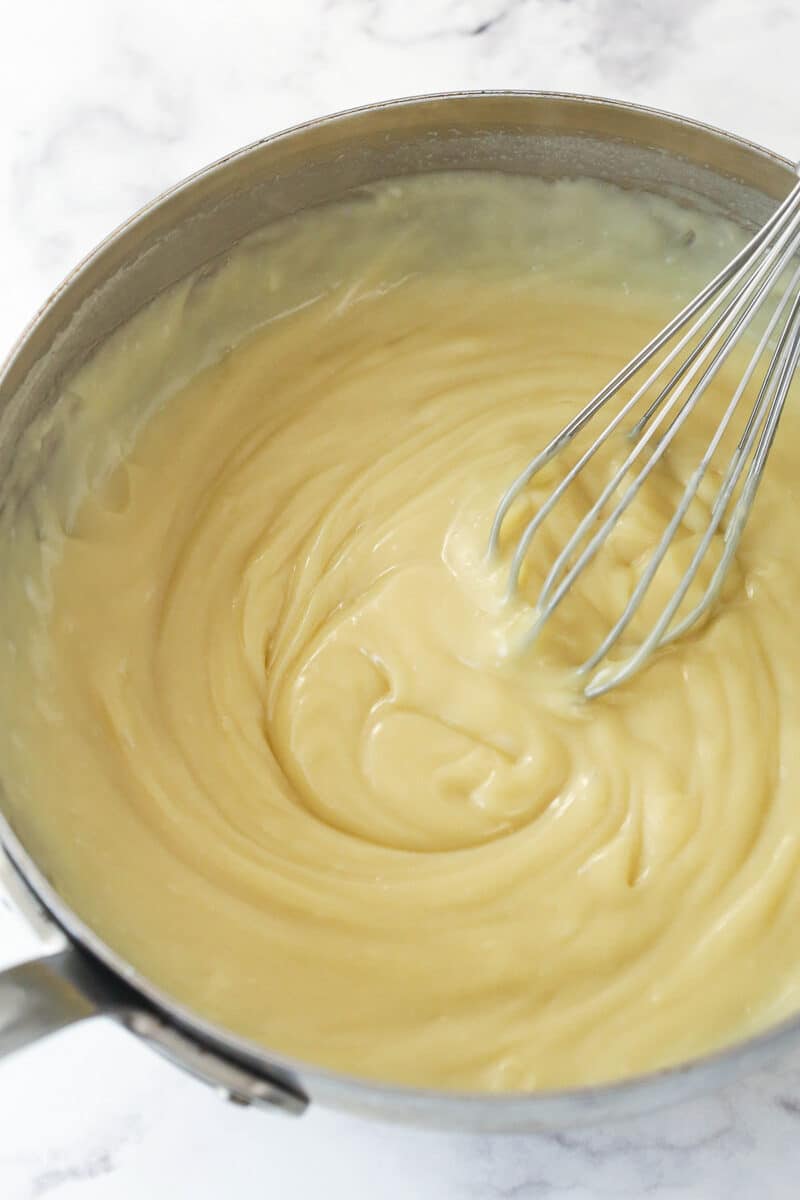 Whisking together the cream ingredients