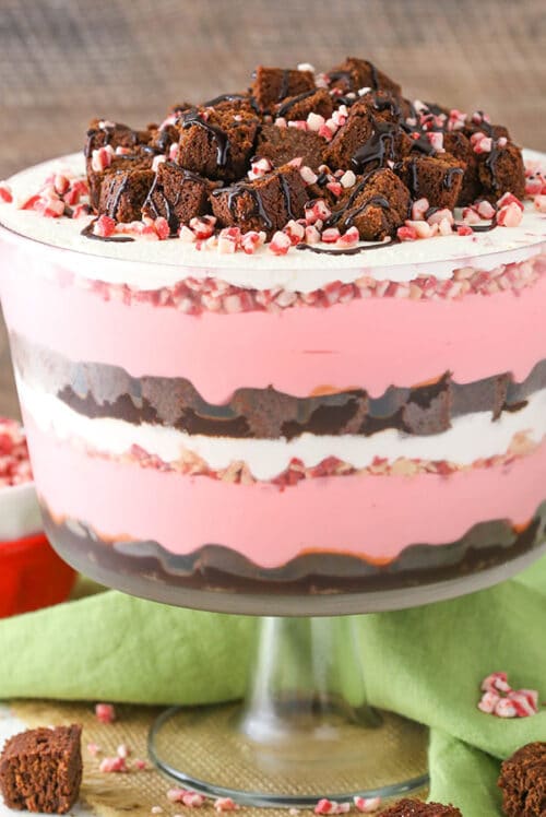 Peppermint Cheesecake Brownie Trifle Recipe | Chocolate Trifle Recipes