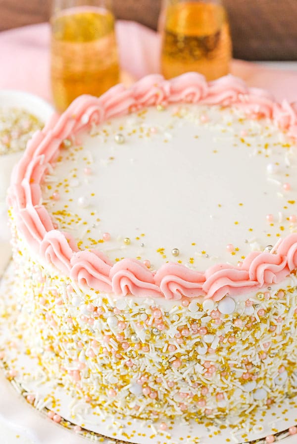 Strawberry Champagne Layer Cake | New Year's Cake Dessert Recipe
