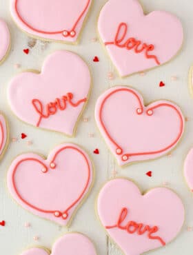 overhead image of Valentine's Day Heart Cutout Cookies