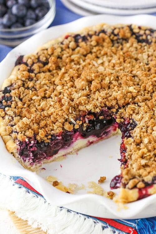 Blueberry Crumb Cheesecake Pie | Summer Blueberry Dessert Recipe