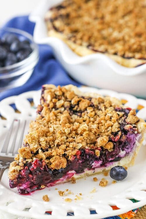 Blueberry Crumb Cheesecake Pie | Summer Blueberry Dessert Recipe