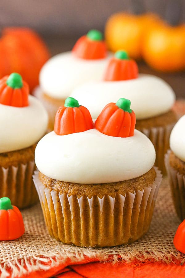 Fluffy Pumpkin Cupcakes with Cream Cheese Frosting | Life Love & Sugar